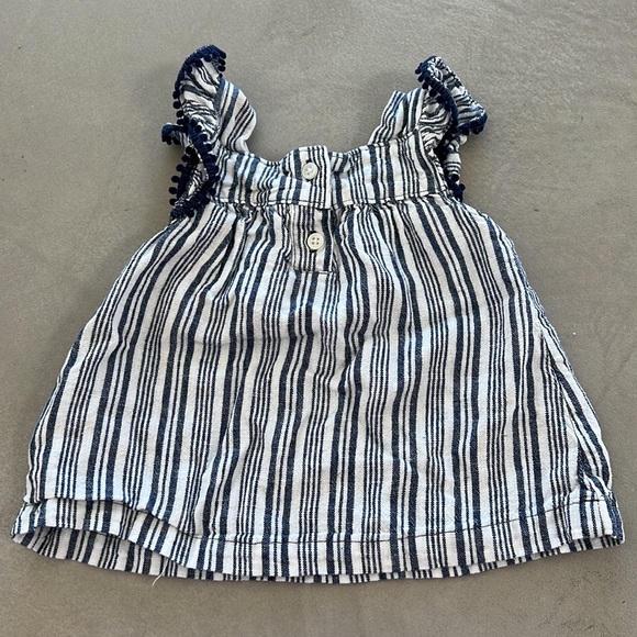 CARTER’S Baby Girl Linen Striped Tank & Short Set, Blue White, 18M - Picture 6 of 9